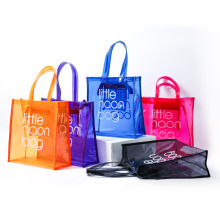 2021 Fashion Large Clear PVC Tote Bag Beach Bag Plastic Shopping Bag with You Logo